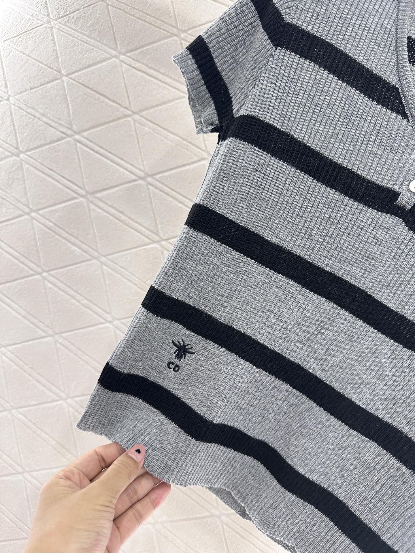 D*♥2025 new product Striped knitted short sleeves
