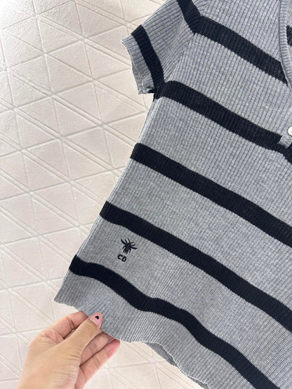 D*♥2025 new product Striped knitted short sleeves