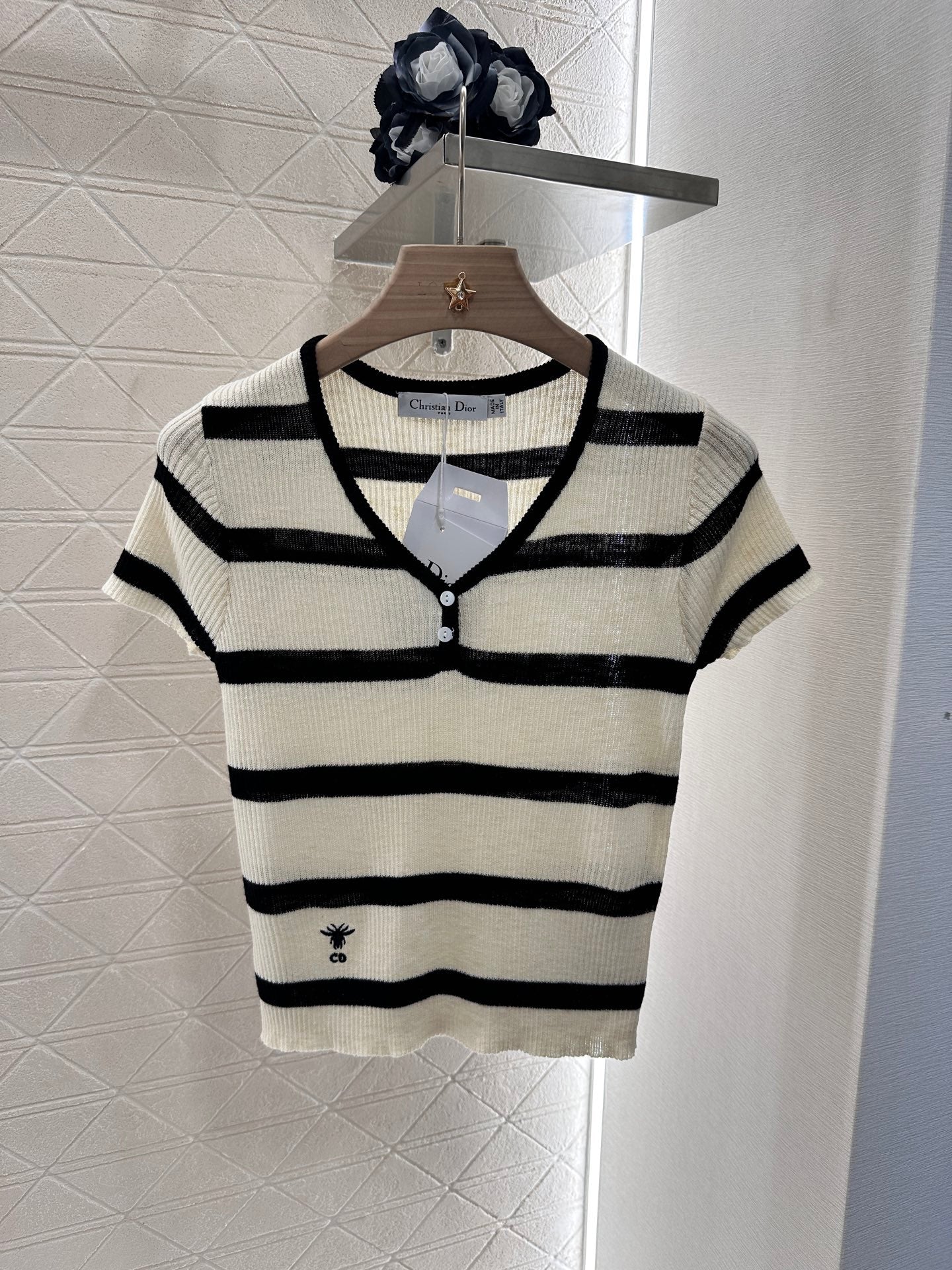 D*♥2025 new product Striped knitted short sleeves