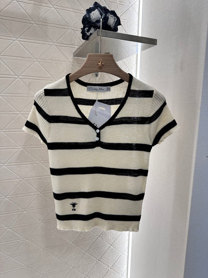 D*♥2025 new product Striped knitted short sleeves