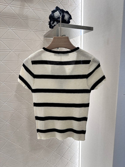 D*♥2025 new product Striped knitted short sleeves