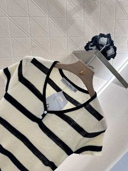 D*♥2025 new product Striped knitted short sleeves