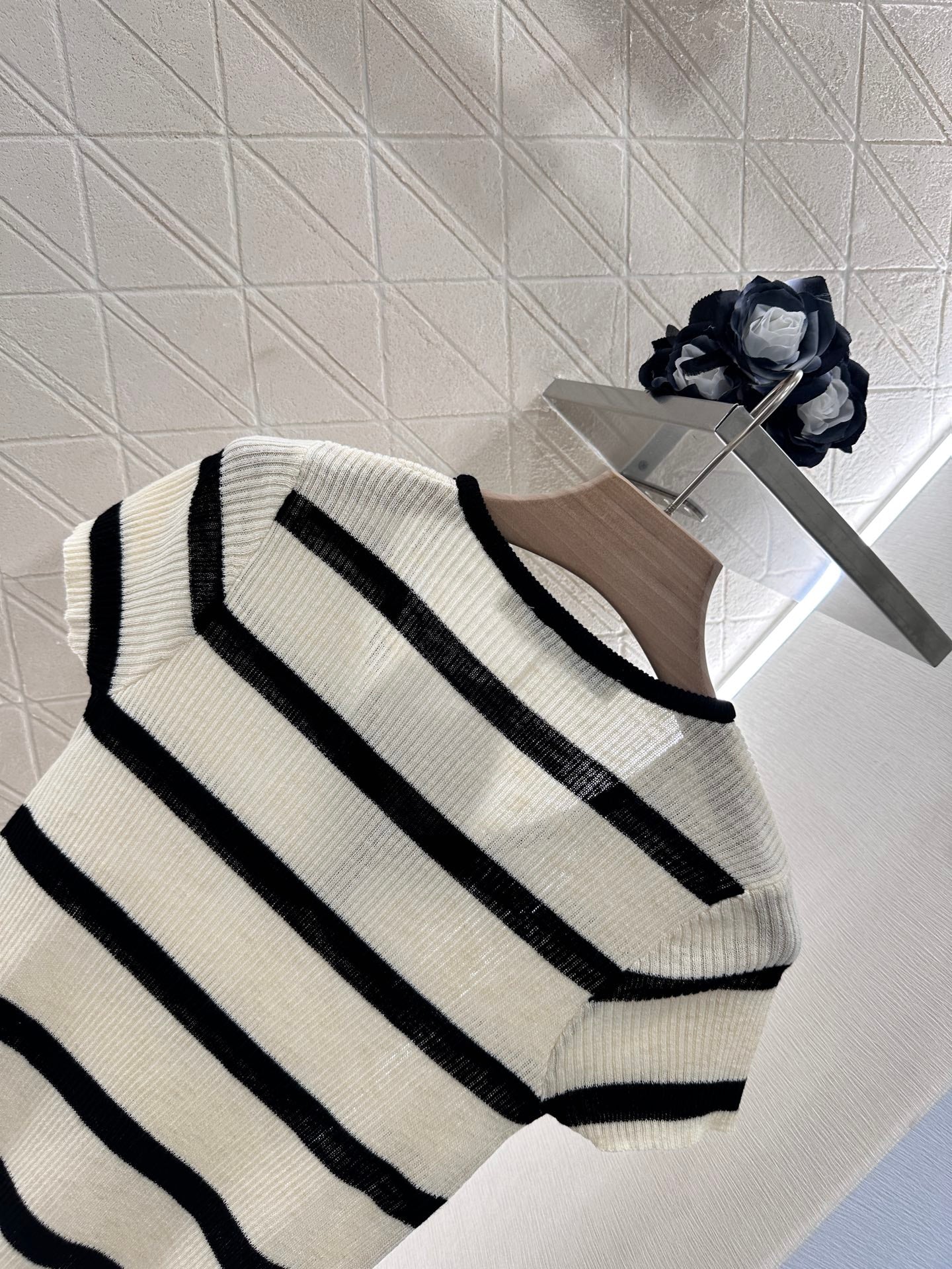 D*♥2025 new product Striped knitted short sleeves