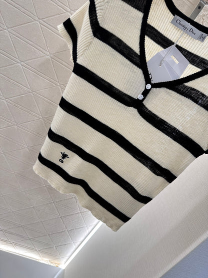 D*♥2025 new product Striped knitted short sleeves