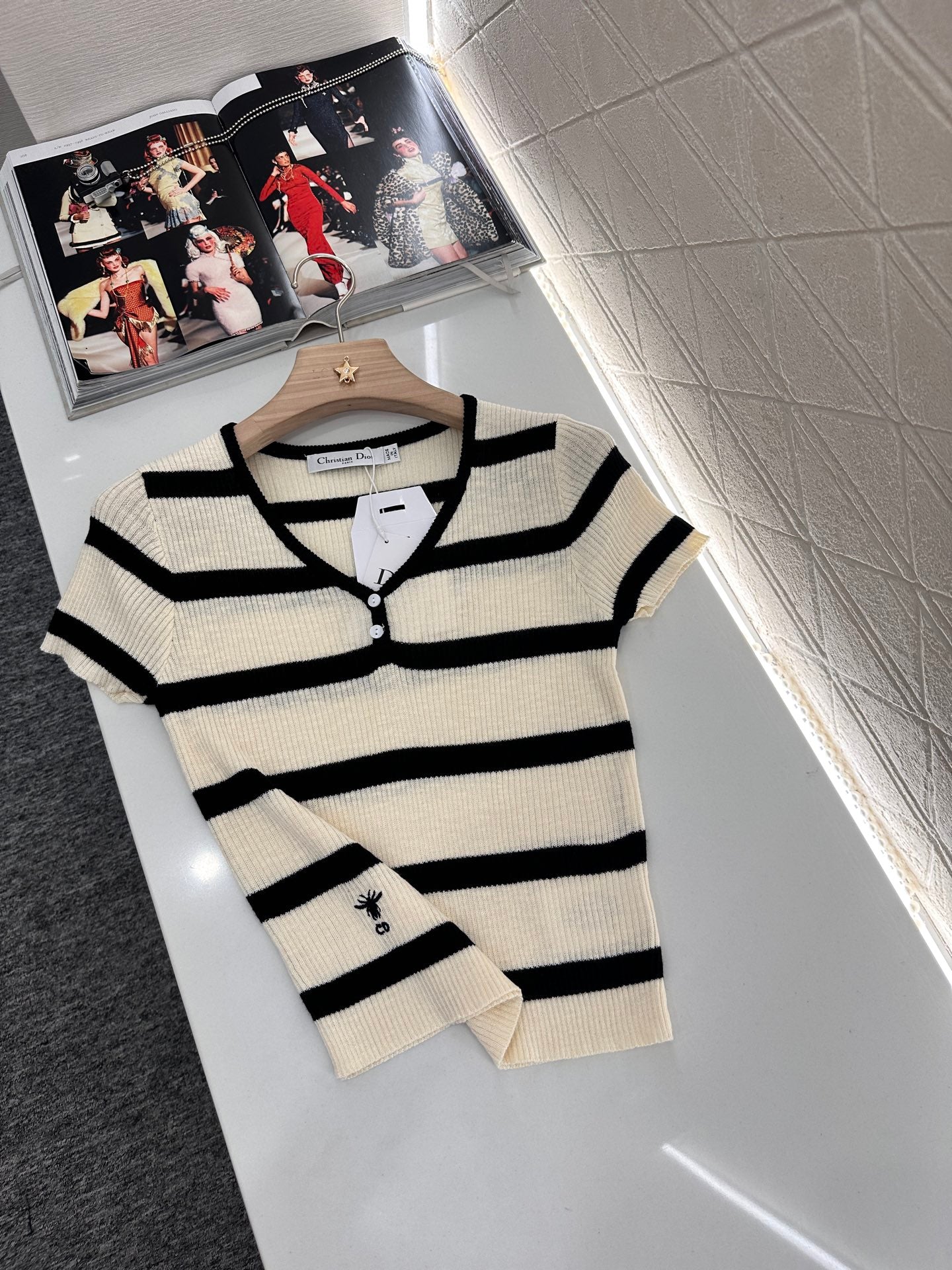 D*♥2025 new product Striped knitted short sleeves