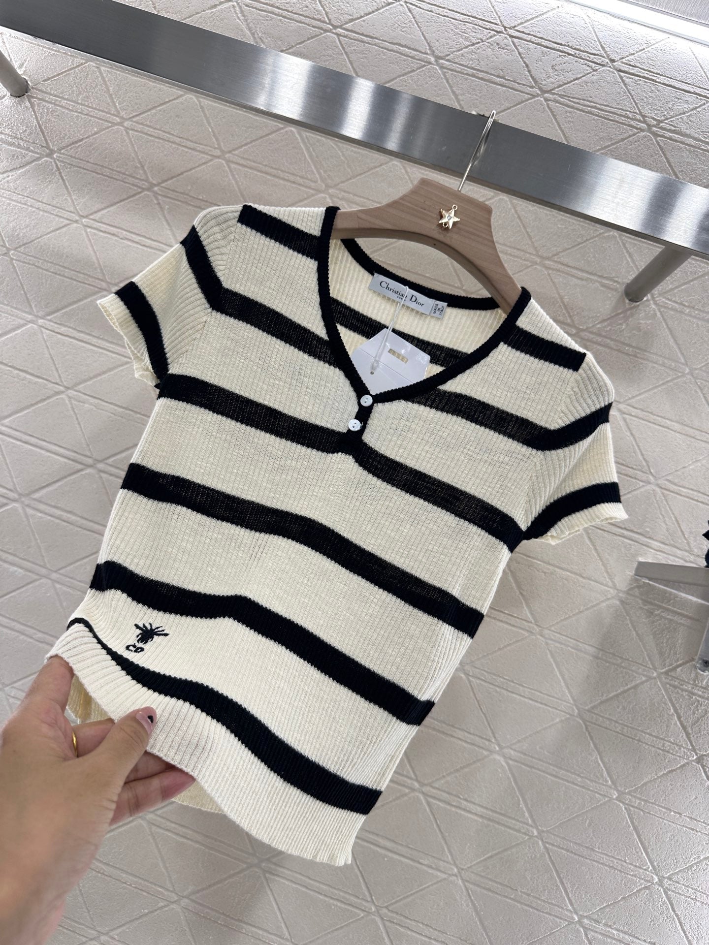 D*♥2025 new product Striped knitted short sleeves