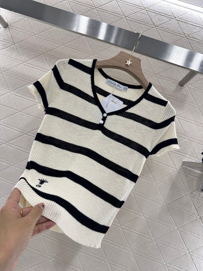 D*♥2025 new product Striped knitted short sleeves