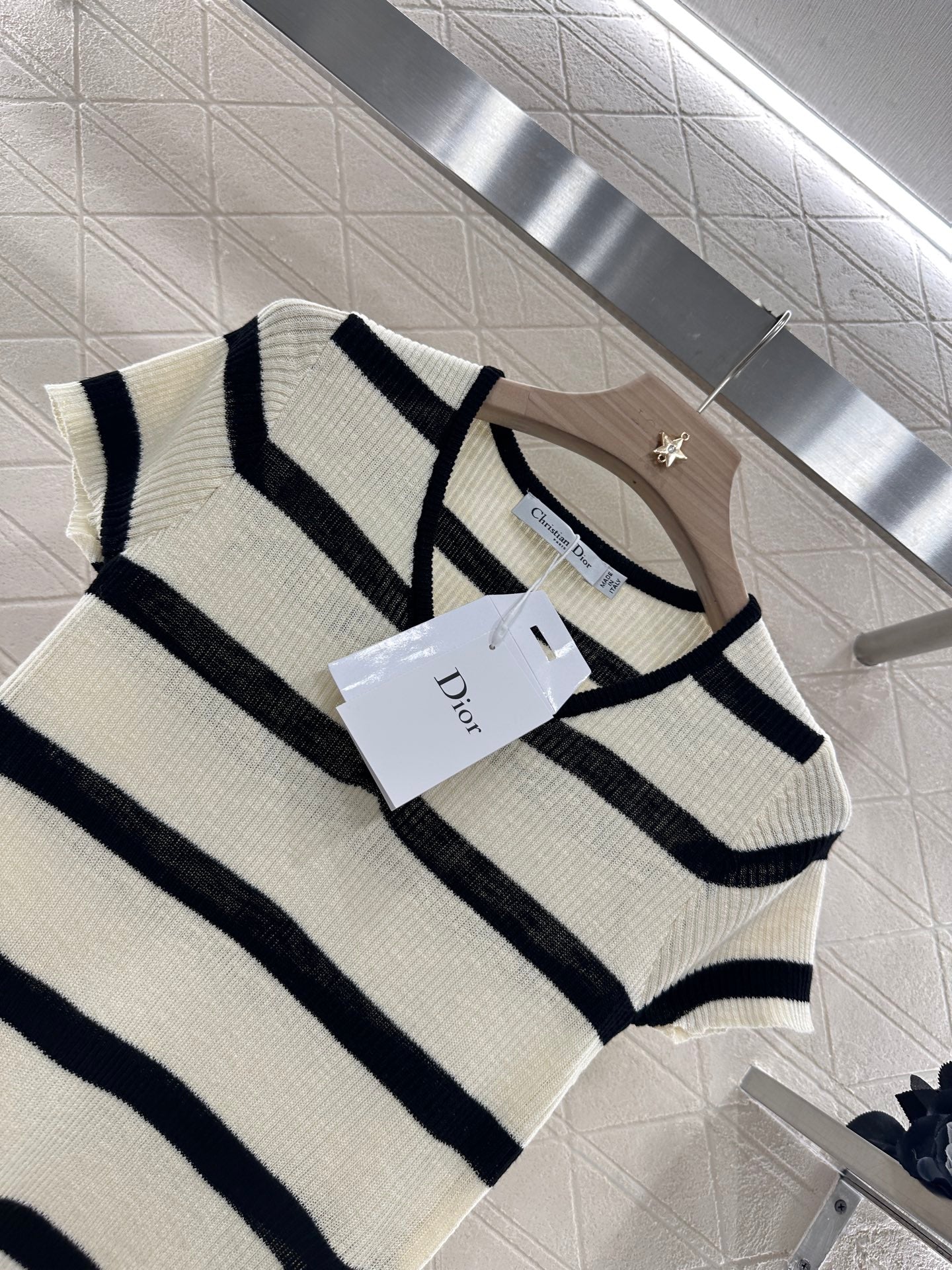 D*♥2025 new product Striped knitted short sleeves