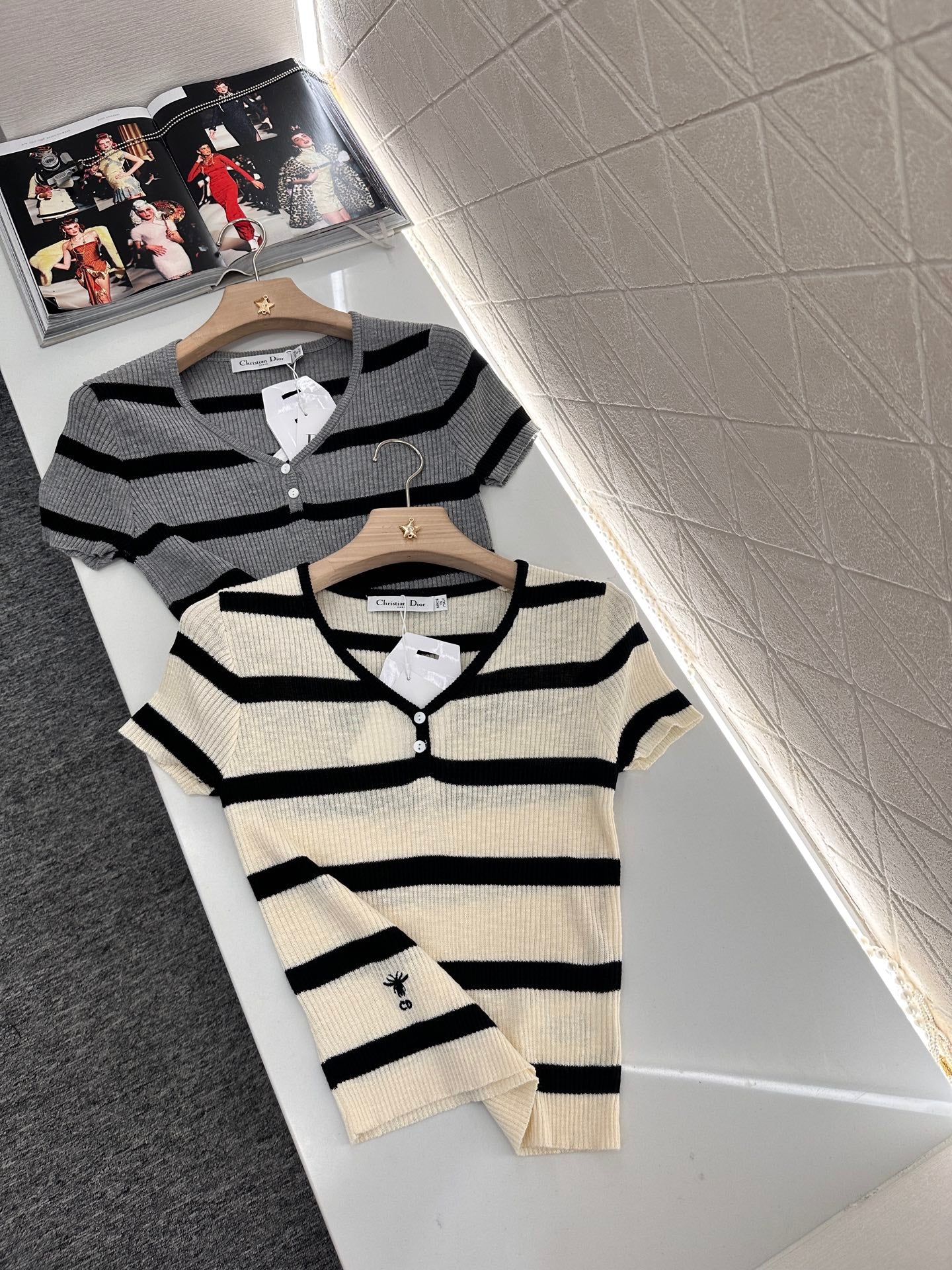 D*♥2025 new product Striped knitted short sleeves