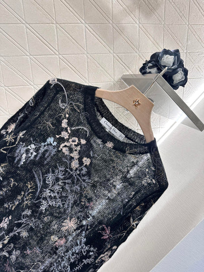 D*♥2025 new products Embroidered knitted top