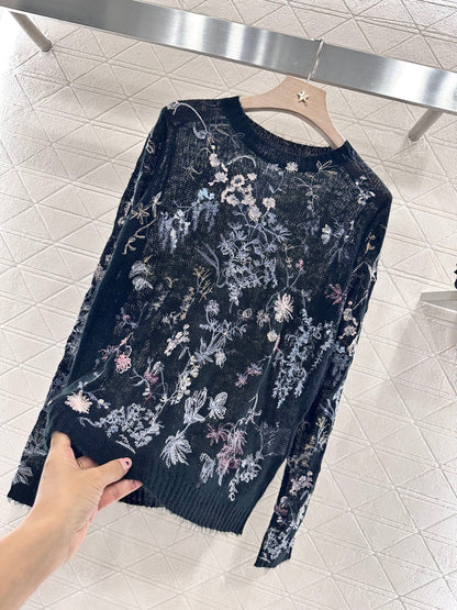 D*♥2025 new products Embroidered knitted top