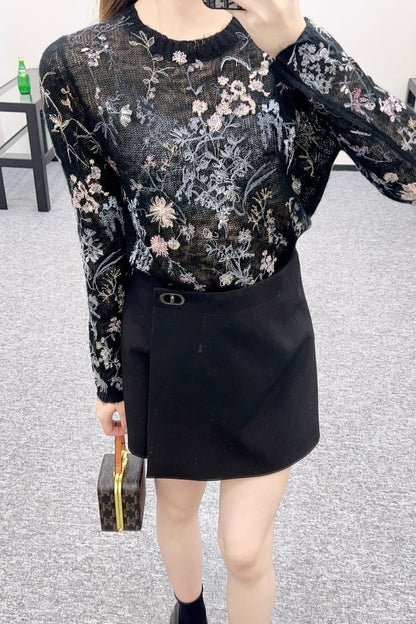 D*♥2025 new products Embroidered knitted top