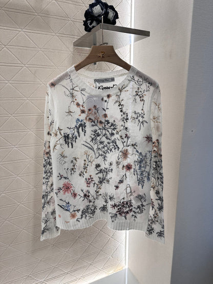 D*♥2025 new products Embroidered knitted top