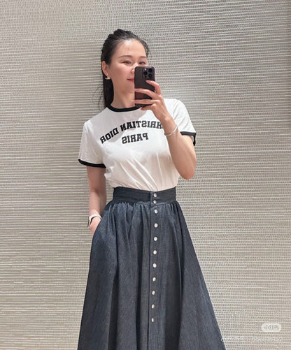 D*♥2025 new product Button-down denim skirt