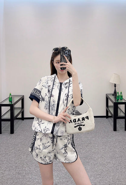 D*♥2025 new product Zipper shorts set