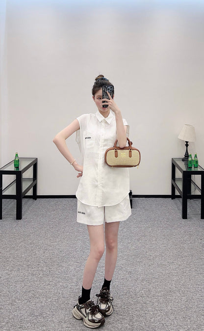 Mi*mi*♥2025 new product Sleeveless shirt and shorts set