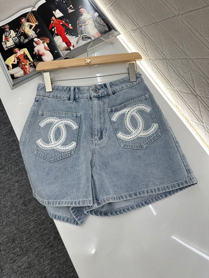 C*♥2025 new product Lace embroidered denim suit