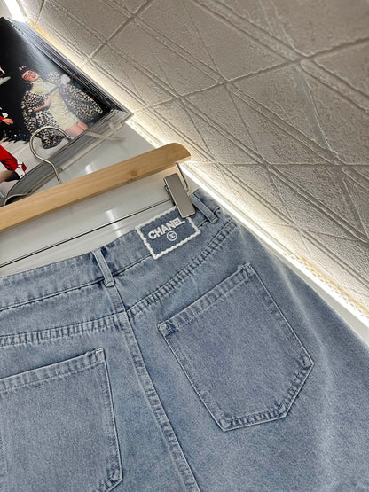 C*♥2025 new product Lace embroidered denim suit