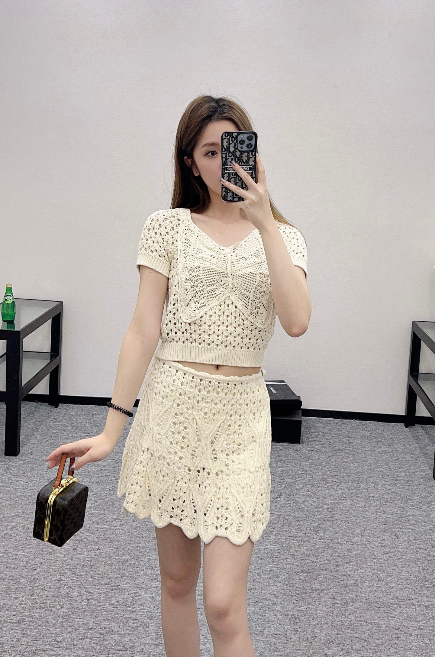 D*♥2025 new product Three-piece hand-hook short-sleeved skirt suit