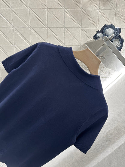 Mi*mi*♥2025 new product Spliced knitted short sleeves