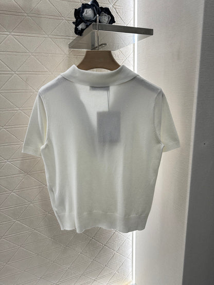 Mi*mi*♥2025 new product Spliced knitted short sleeves