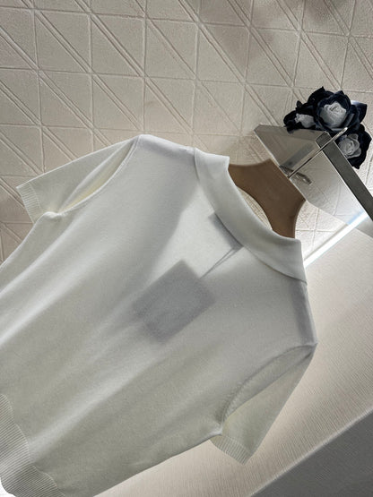 Mi*mi*♥2025 new product Spliced knitted short sleeves