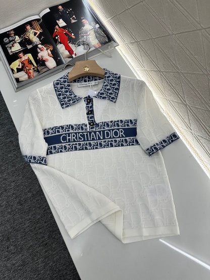 D*♥2025 new product Lapel knitted short sleeves