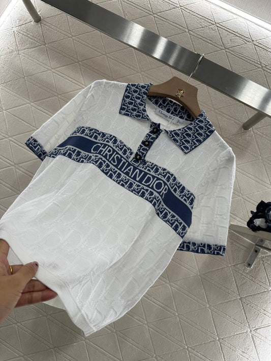 D*♥2025 new product Lapel knitted short sleeves