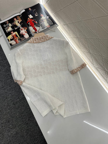 D*♥2025 new product Lapel knitted short sleeves