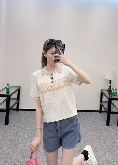 D*♥2025 new product Lapel knitted short sleeves