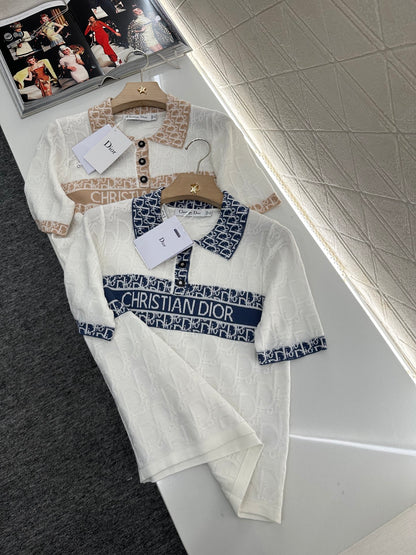 D*♥2025 new product Lapel knitted short sleeves