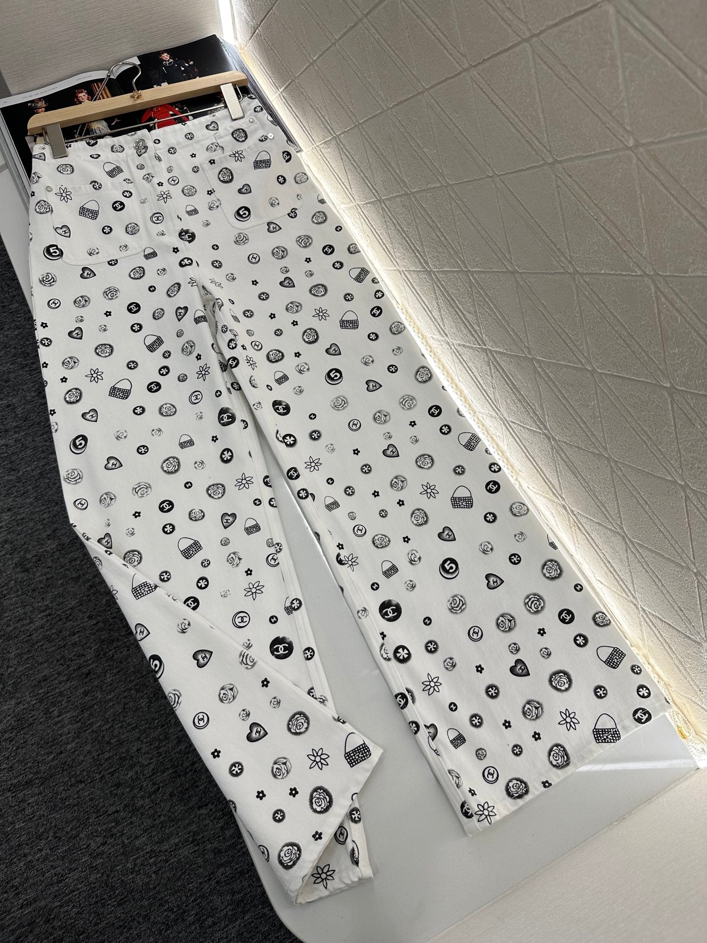 C*♥2025 new product Printed denim wide-leg pants