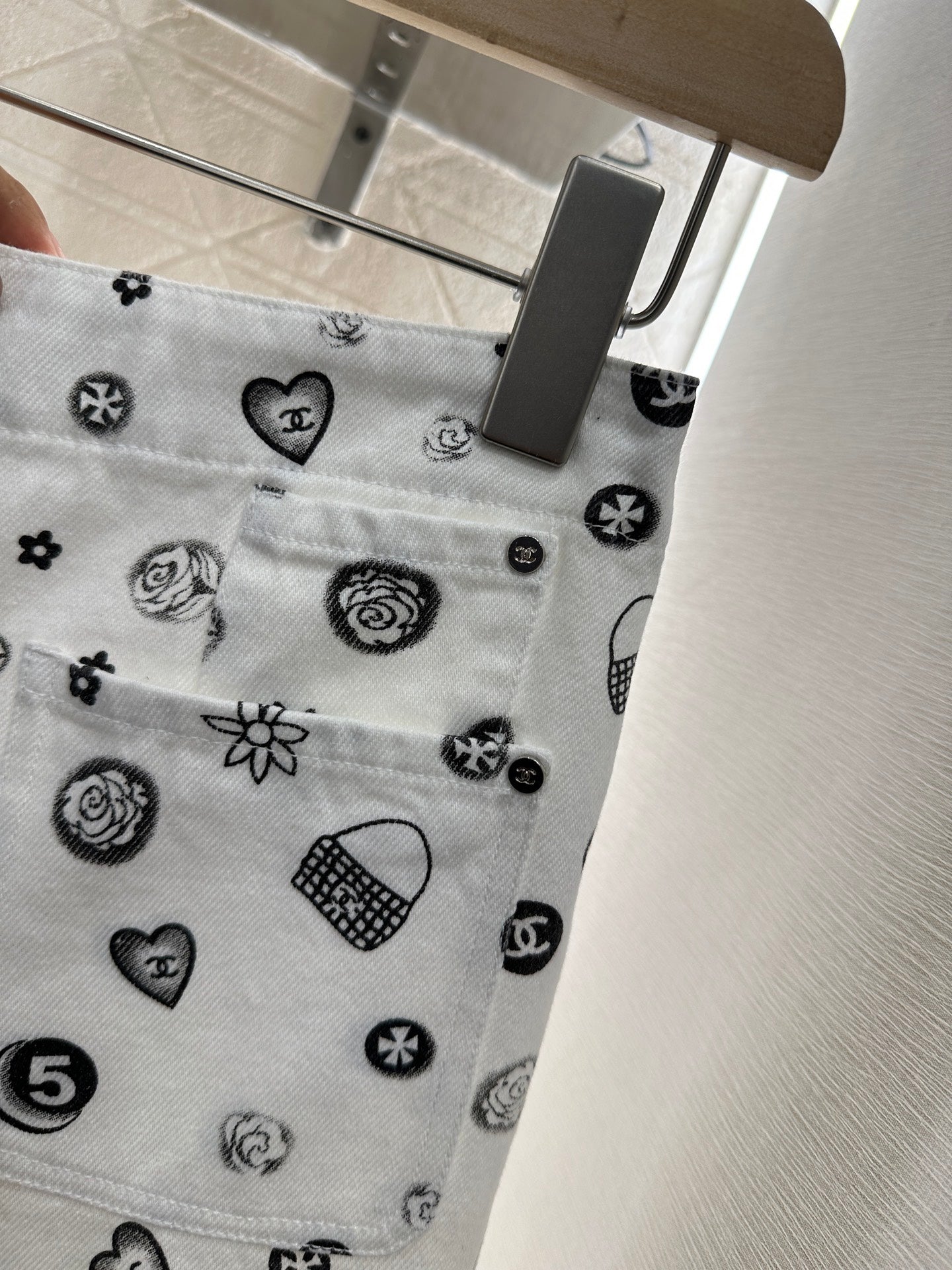 C*♥2025 new product Printed denim wide-leg pants