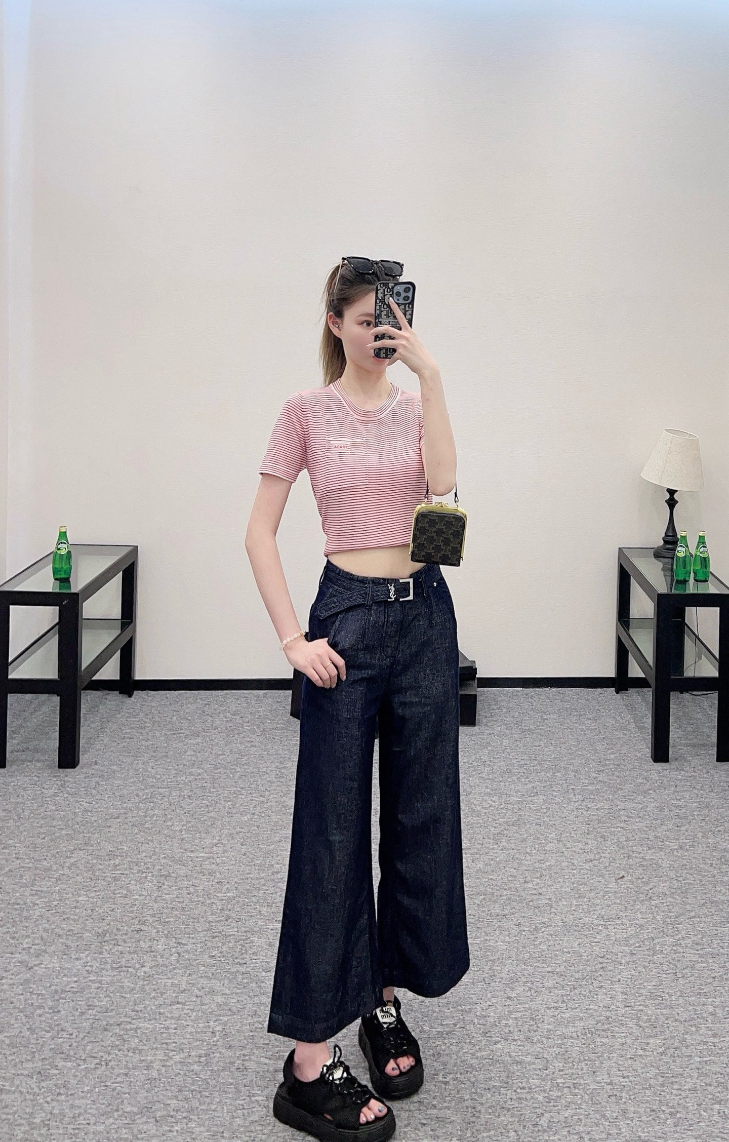 S*♥2025 new products Wide-leg jeans with belt