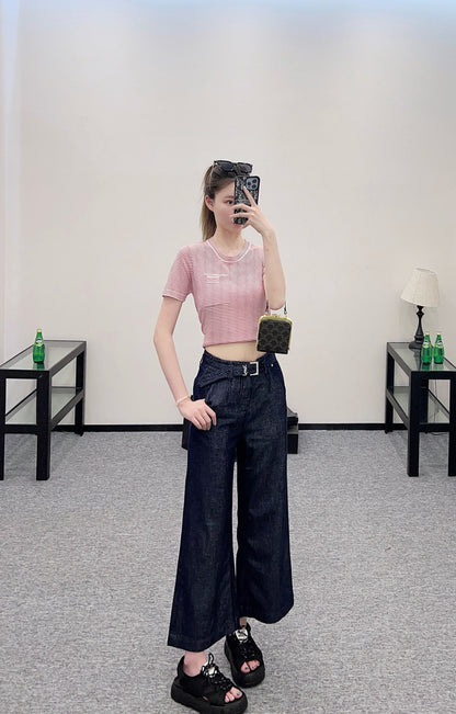 S*♥2025 new products Wide-leg jeans with belt