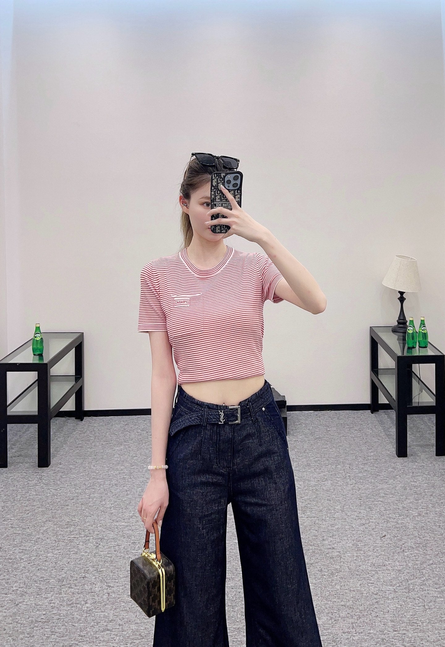 S*♥2025 new products Wide-leg jeans with belt