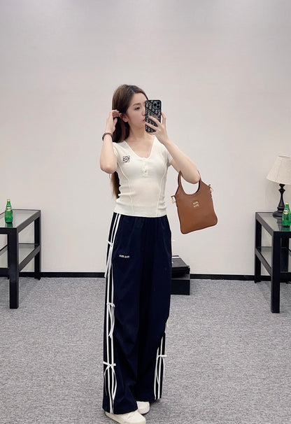Mi*mi*♥2025 new products High waist bow trousers