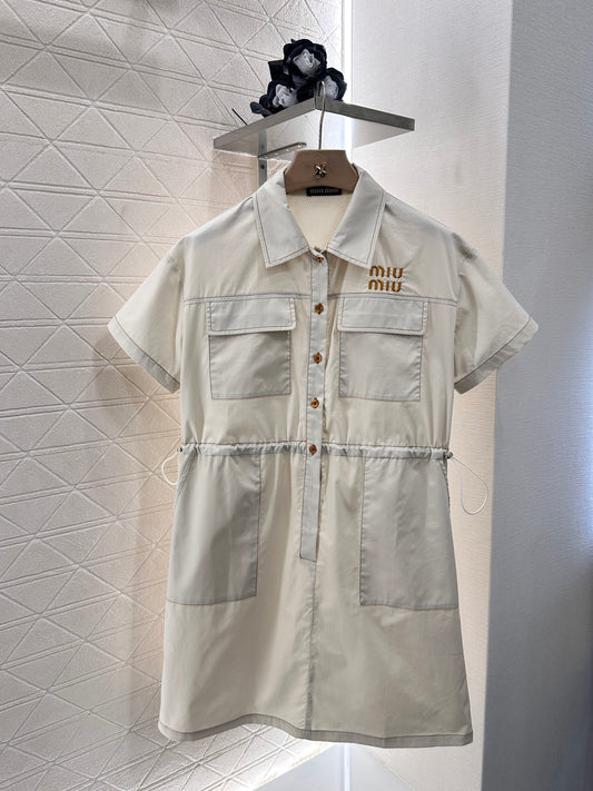 Mi*mi*♥2025 new product Lapel short-sleeved dress