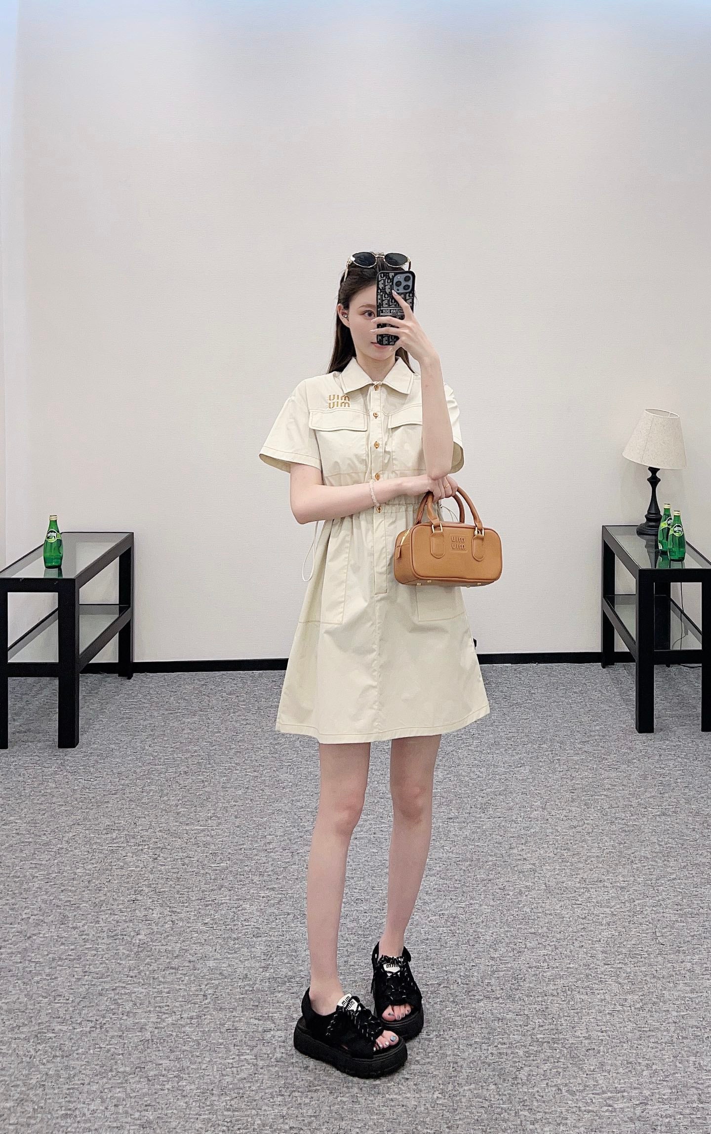 Mi*mi*♥2025 new product Lapel short-sleeved dress