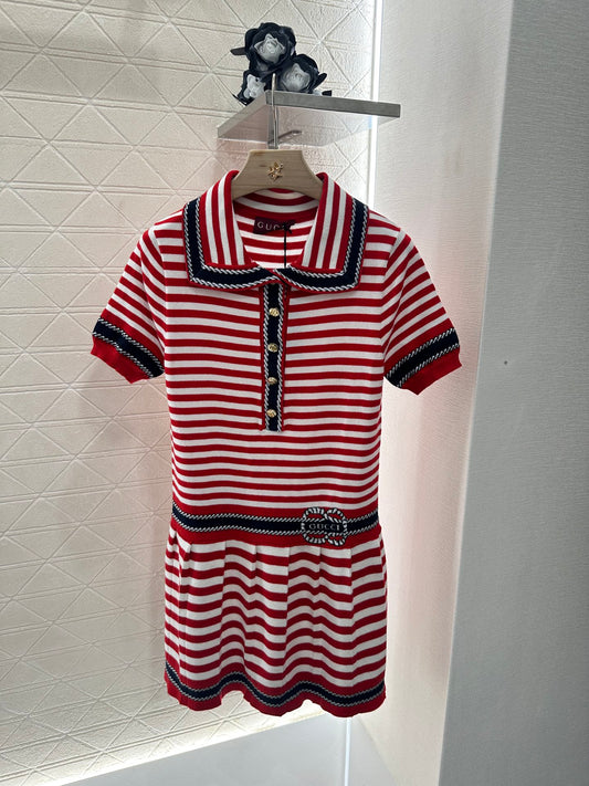 Guc*♥2025 new products Striped knitted dress