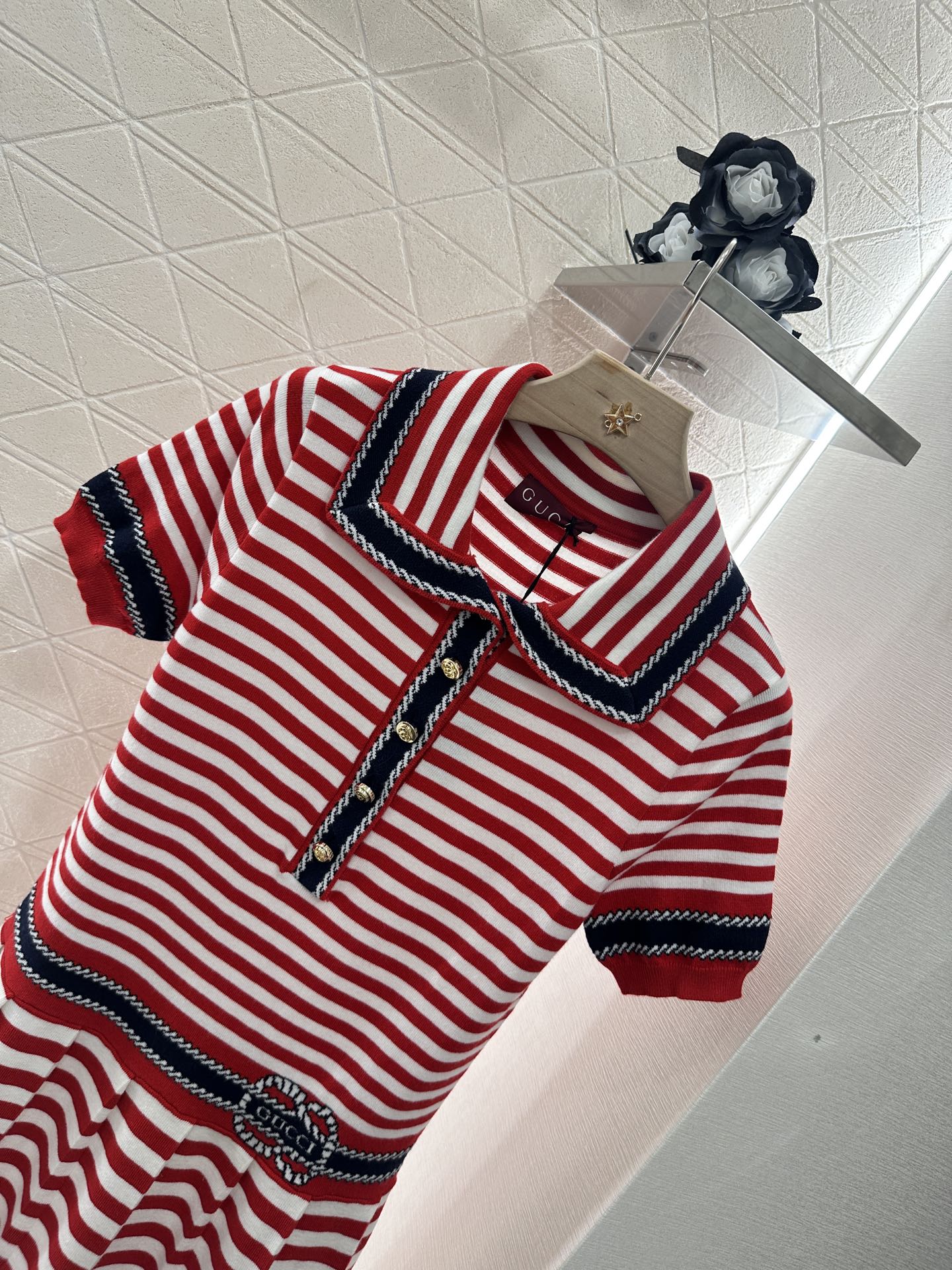 Guc*♥2025 new products Striped knitted dress