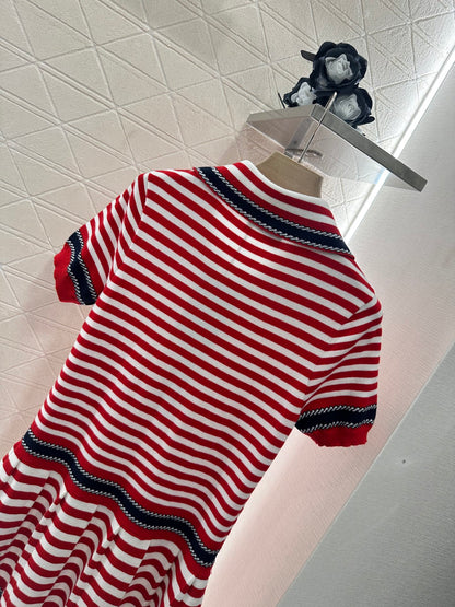 Guc*♥2025 new products Striped knitted dress