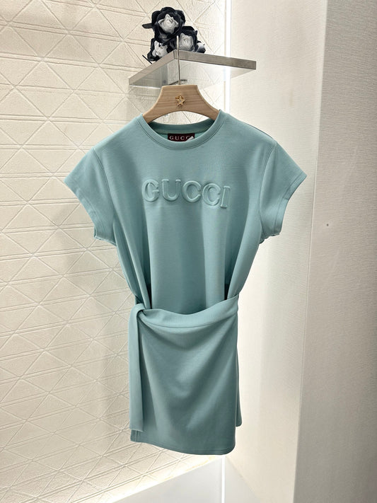 Guc*♥2025 new products Spliced short-sleeved dress