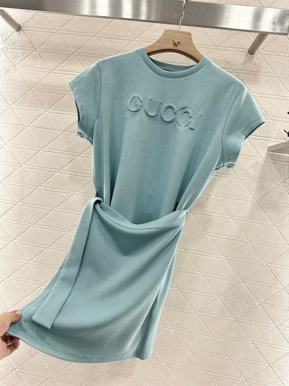 Guc*♥2025 new products Spliced short-sleeved dress