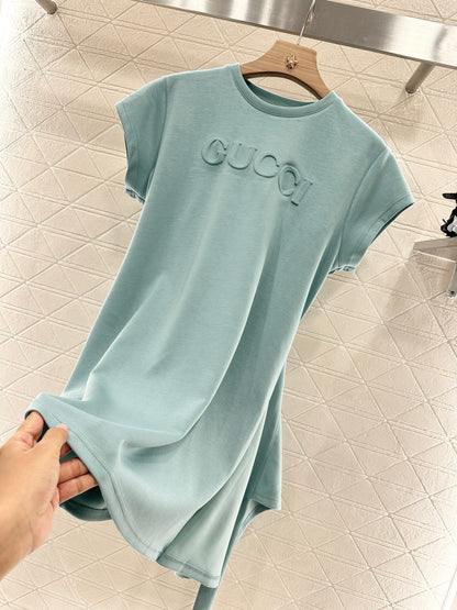 Guc*♥2025 new products Spliced short-sleeved dress