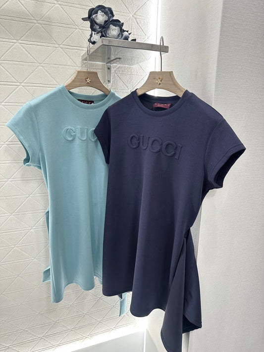 Guc*♥2025 new products Spliced short-sleeved dress