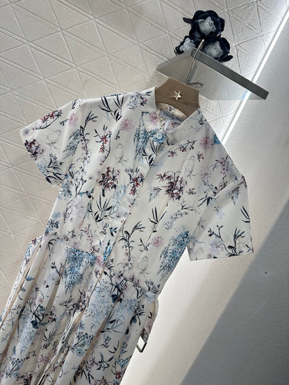 D*♥2025 new product Stand collar printed dress