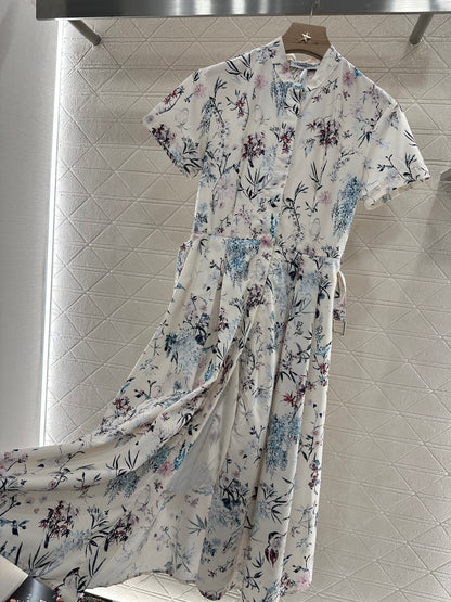D*♥2025 new product Stand collar printed dress