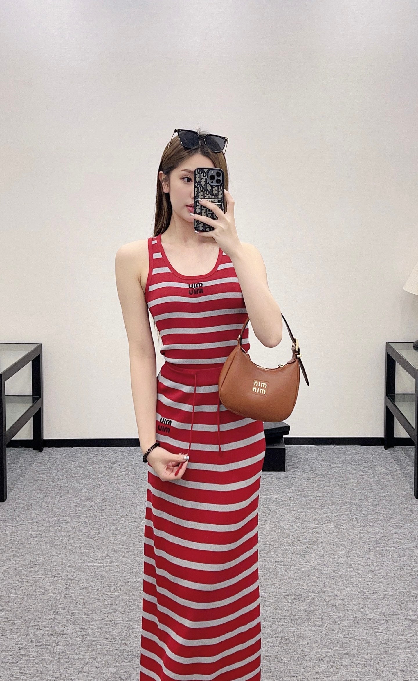 Mi*mi*♥2025 new product Knitted vest long skirt set