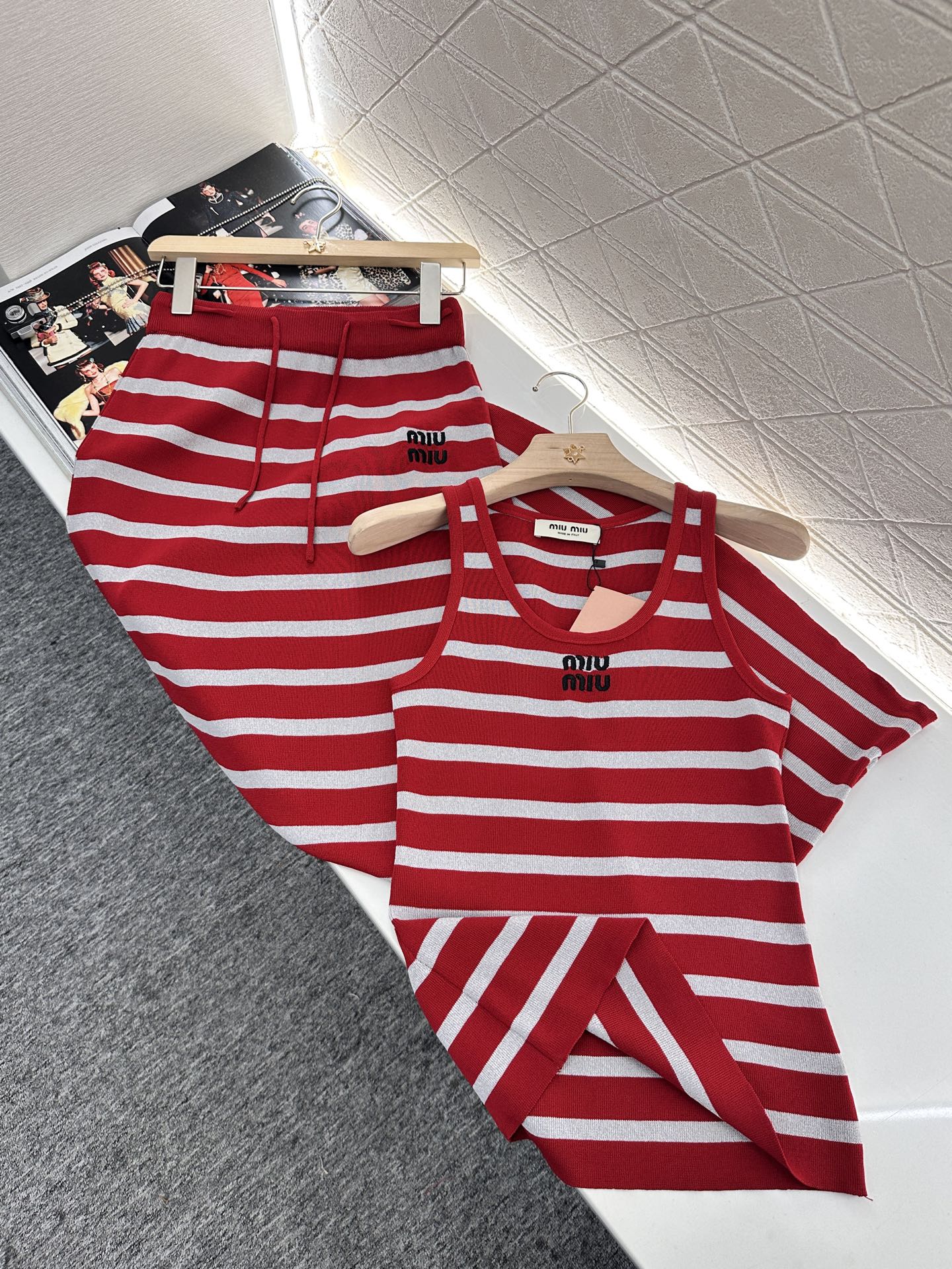 Mi*mi*♥2025 new product Knitted vest long skirt set